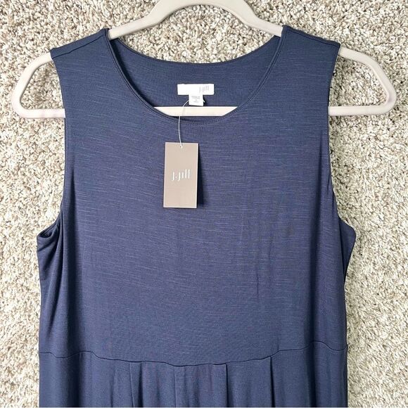 J. Jill Dress Women’s Small Tall Dark Blue Sleeveless Maxi NWT - Picture 2 of 10